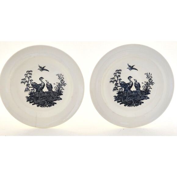 PLATES-WEDGWOOD-LIVERPOOL BIRDS-Black White-Small-Butter Dish-Display-6" - Picture 2 of 11